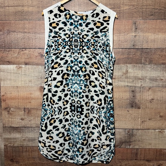 BROCHU WALKER Dallan Silk Leopard Animal Print Sheath Dress size L Work Office - Picture 3 of 11